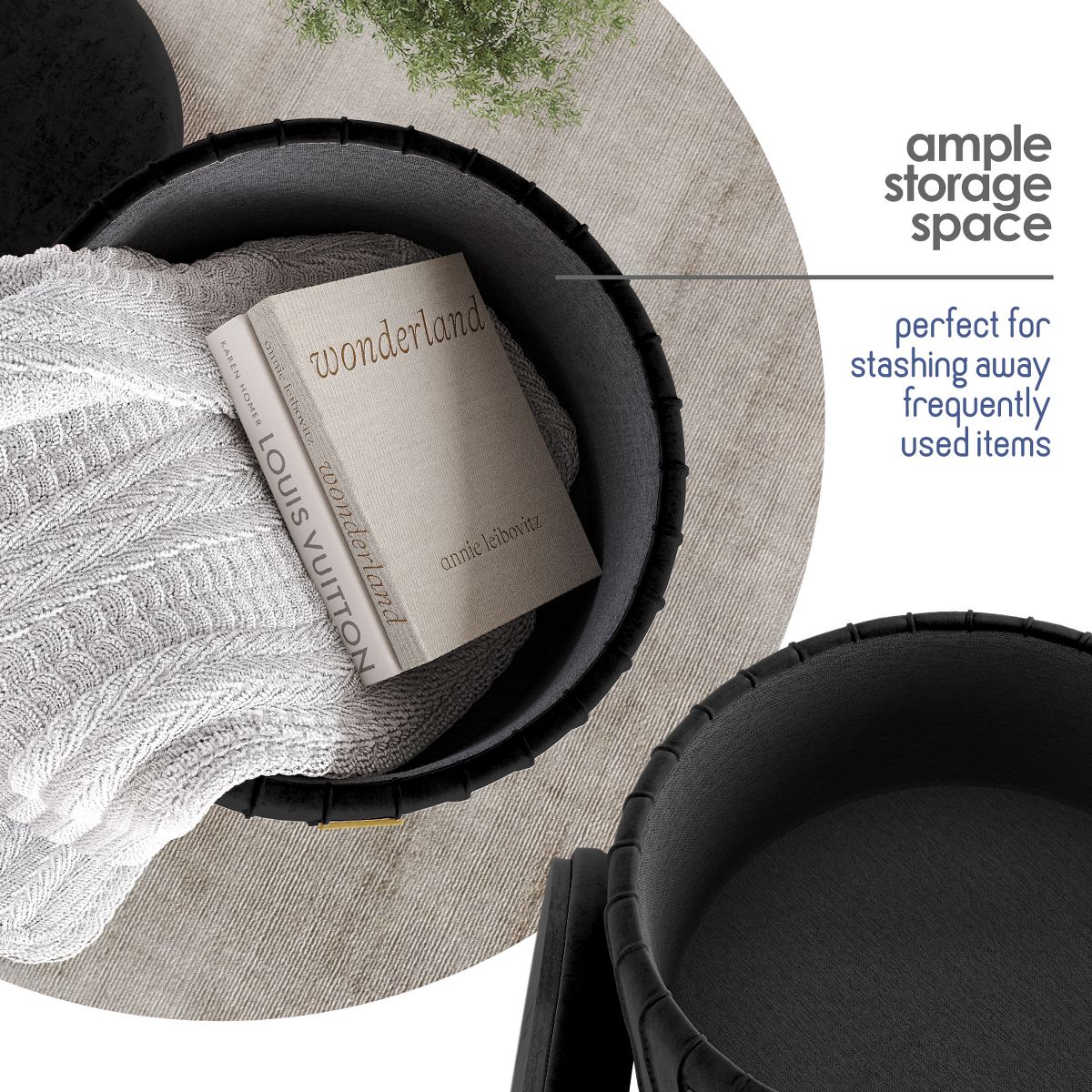 Pleated Velvet Storage Ottoman